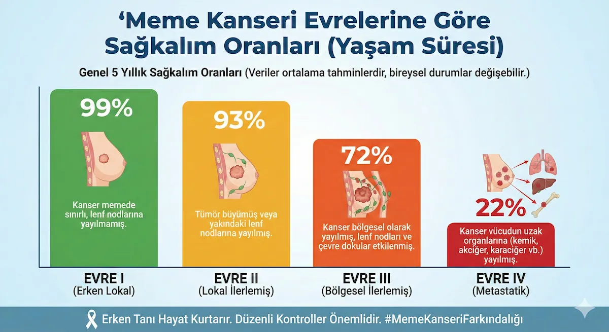 Meme Kanseri Evreleri 3 meme kanseri evrelerine gore sagkalim oranlari