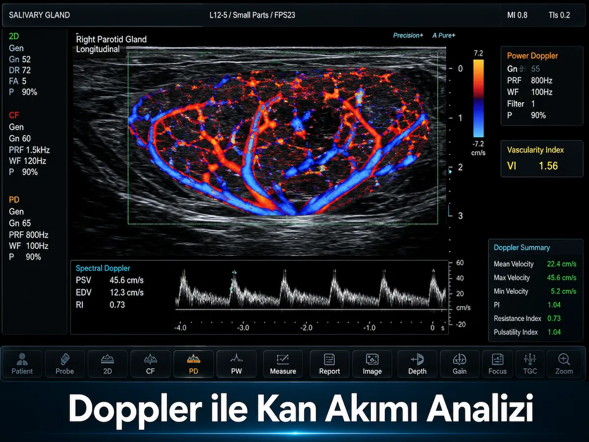 Tükürük Bezi Ultrasonu 4 tukuruk bezi doppler kan akimi analizi